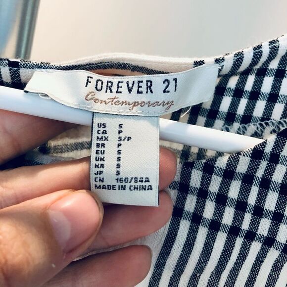 F21 Contemporary/ Gingham dress with Kimono open- slit sleeves & Open Back/ Sz S - Picture 7 of 8